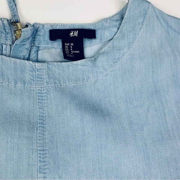 H&M Dress Womens Black & White Short Sleeve V-neck Size 8 Chambay Lightweight - Picture 7 of 16